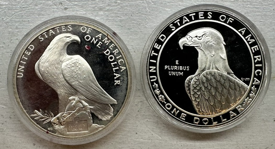 1983–1984 Olympic Commemorative Silver Dollar Proof Set 2 Coins w/ Original Box