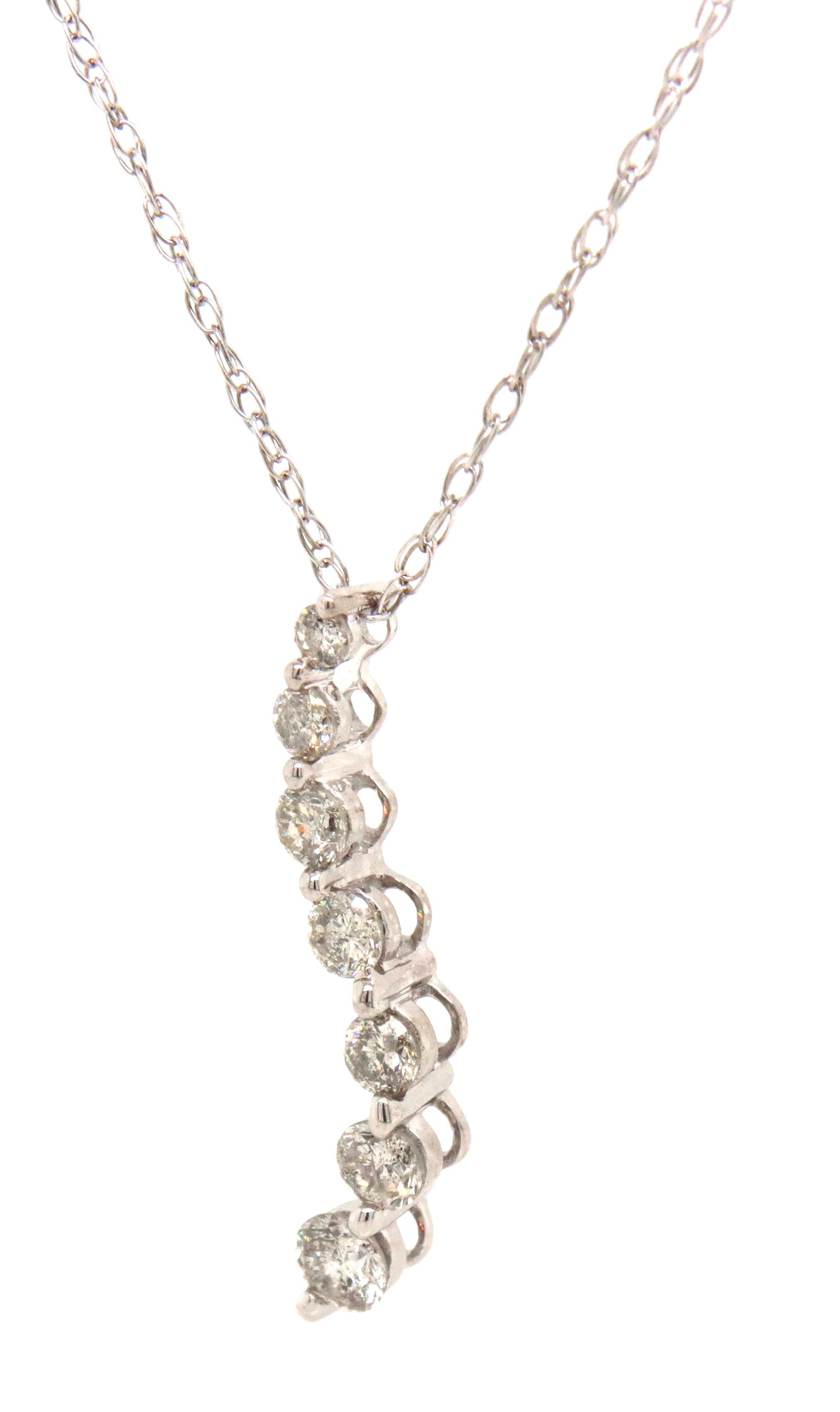 10kt White gold 0.35ctw diamond Journey pendant on chain