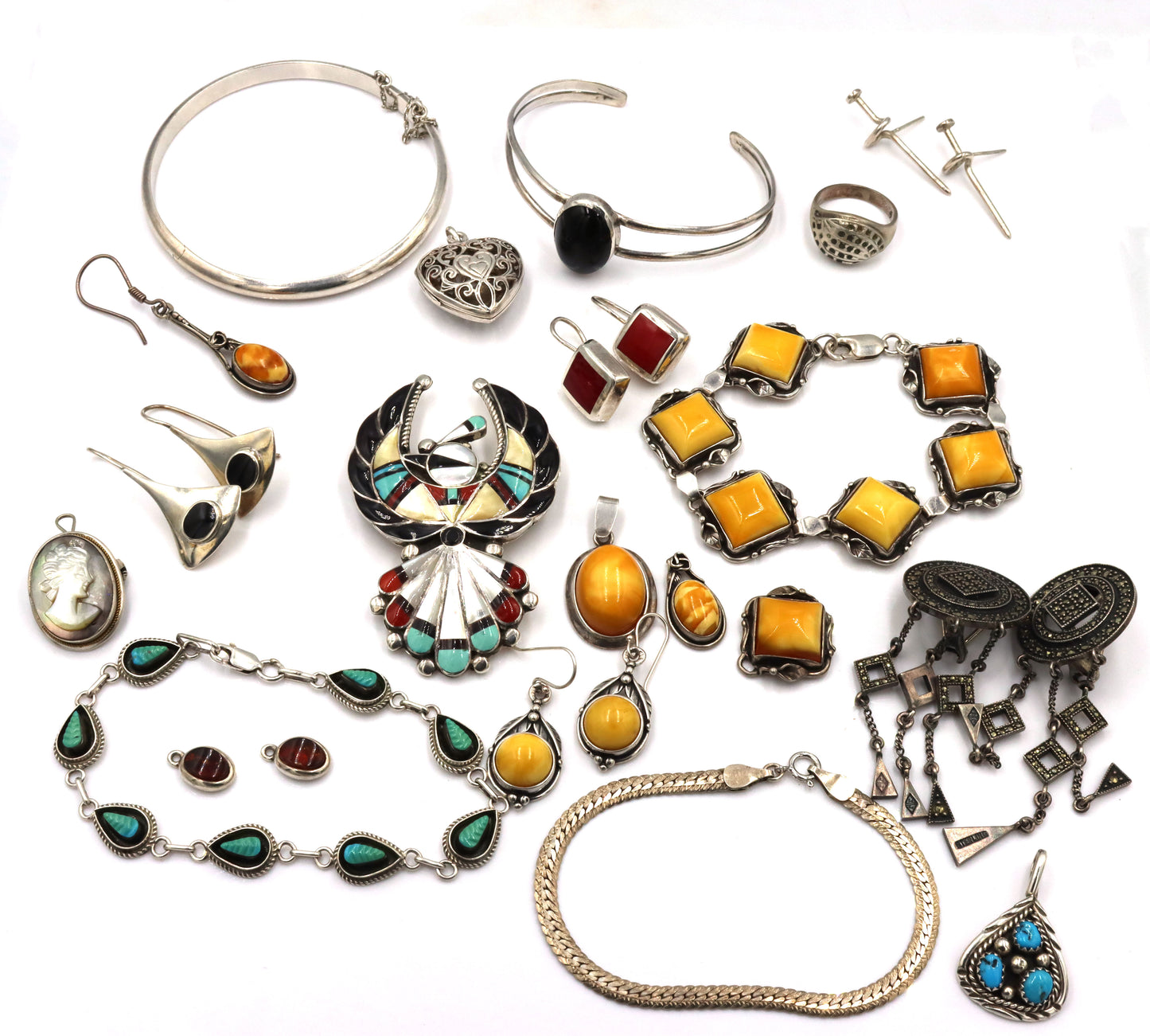 Big group lot of vintage 925 sterling silver mixed jewelry