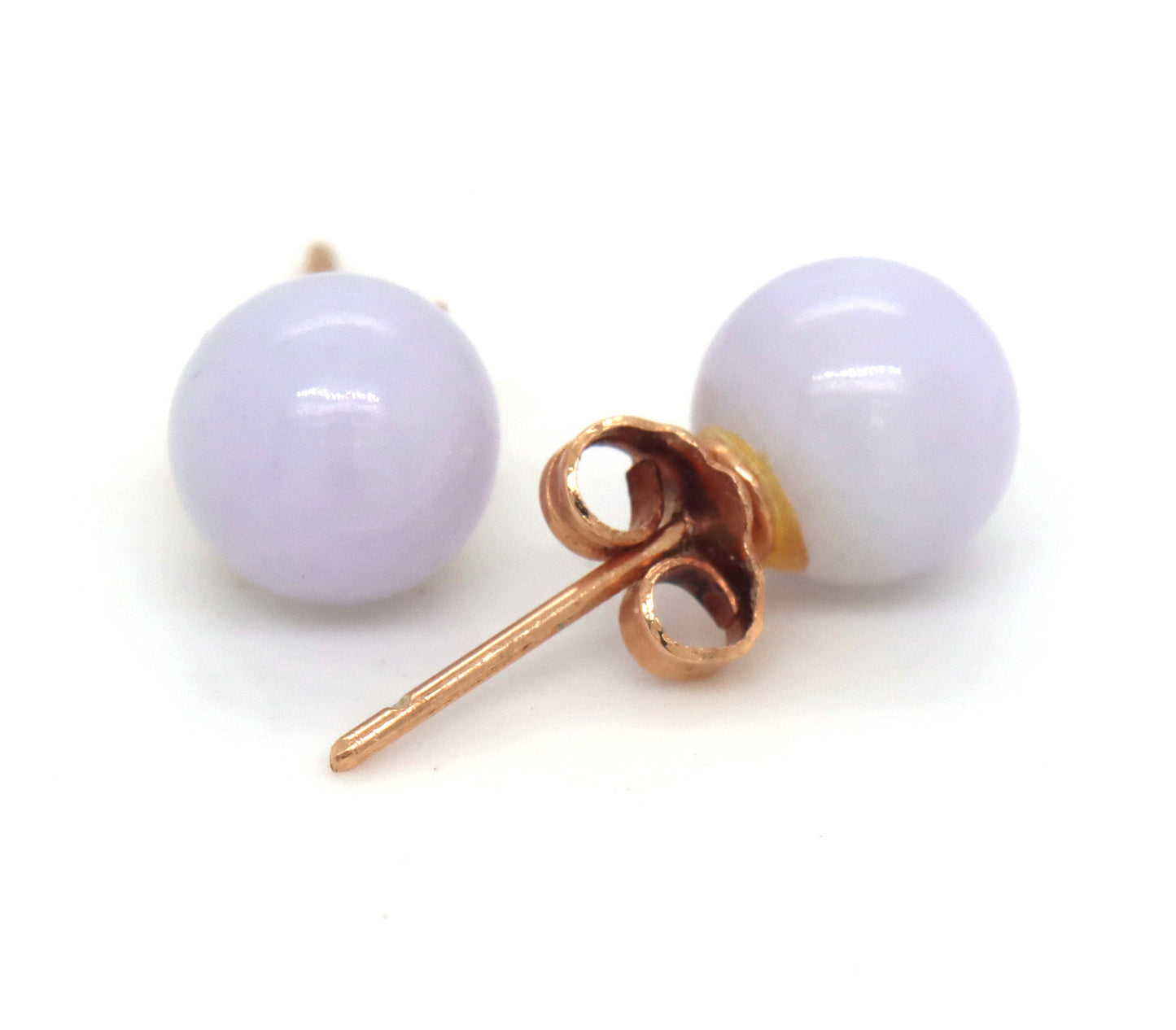 14kt Yellow gold Lavender Jade stud earrings