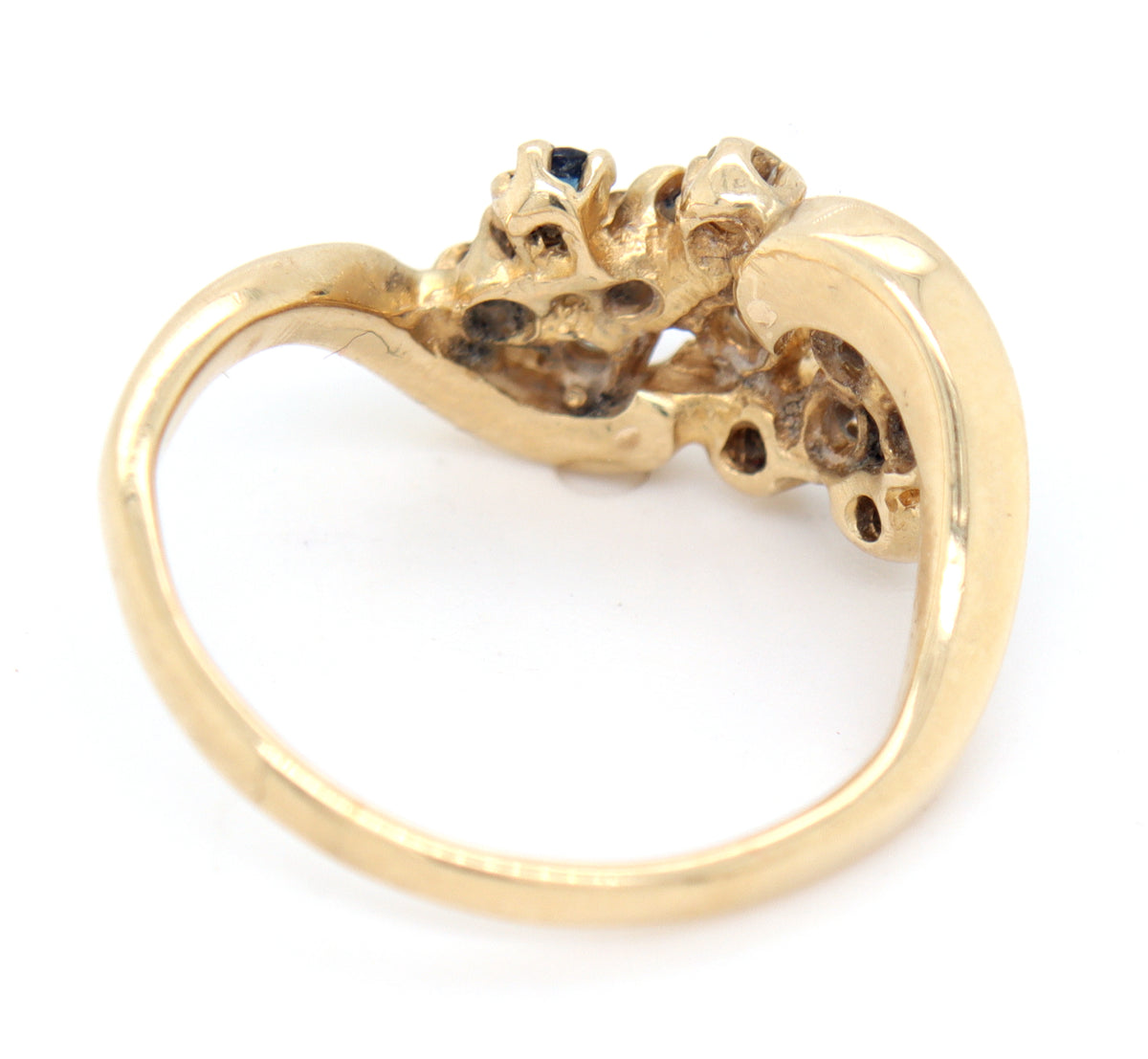 14kt Yellow gold sapphire and diamond flower ring