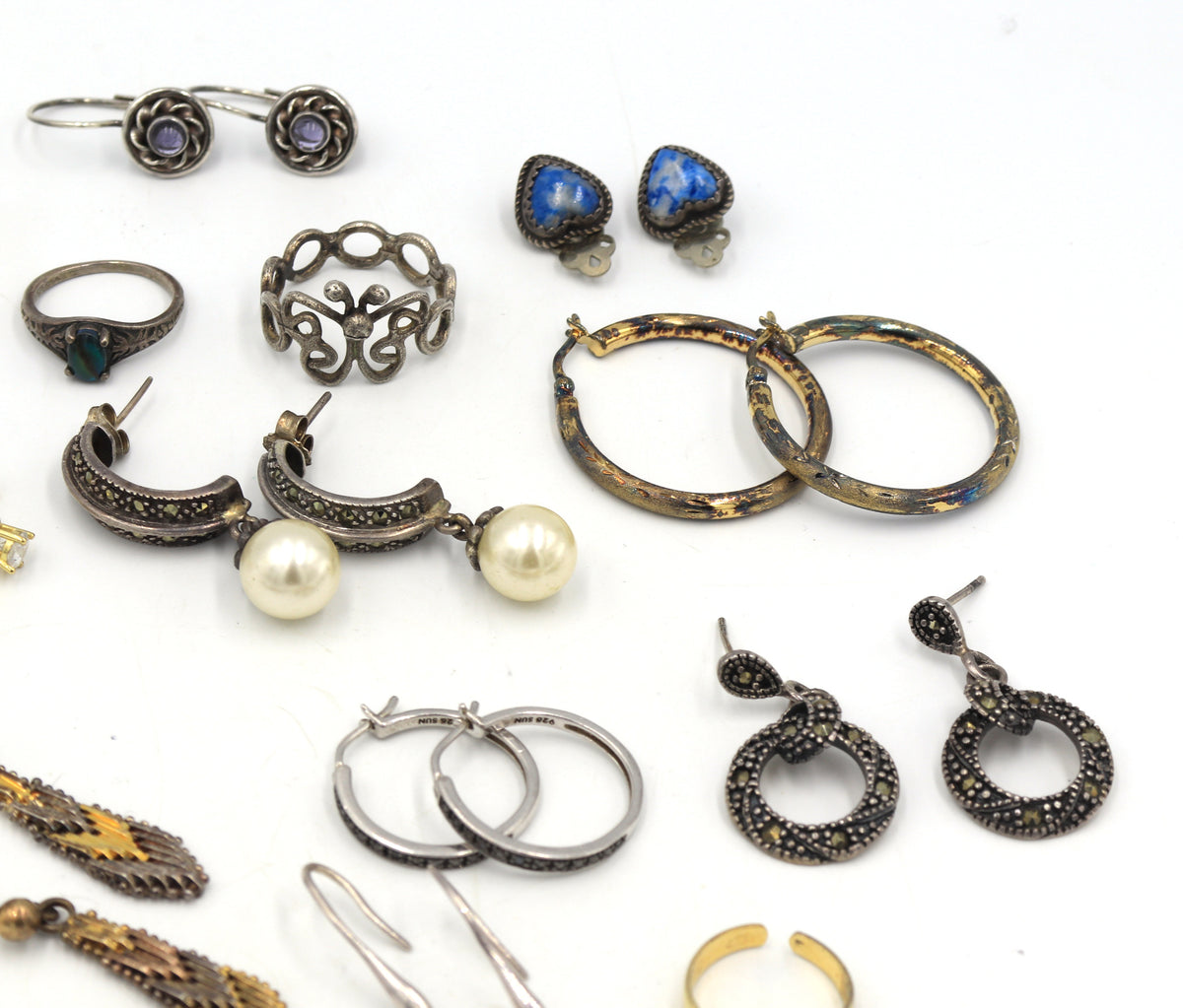 Group lot of Vintage 925 sterling silver earrings and rings