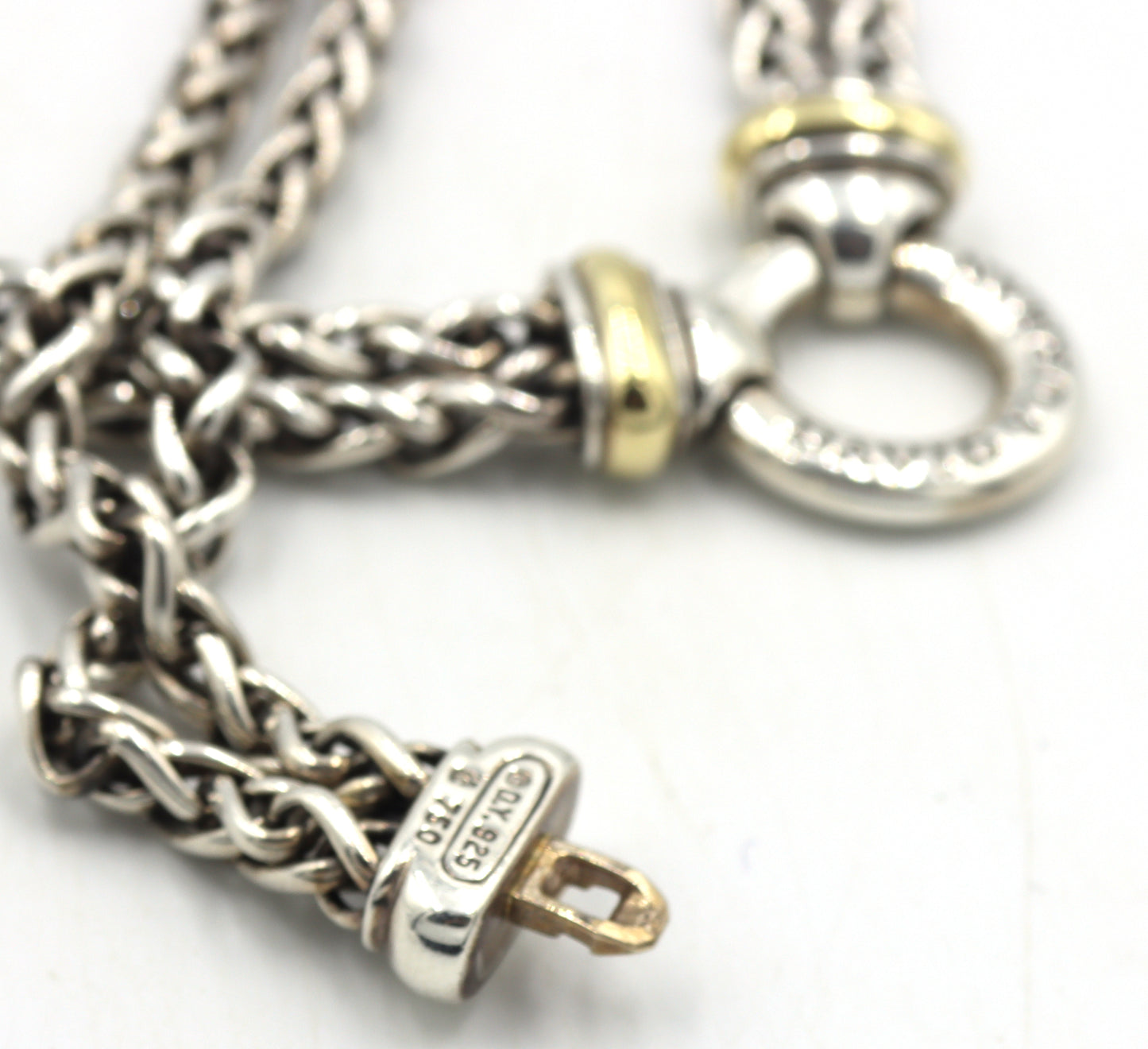 David Yurman double wheat chain necklace with circle pendant