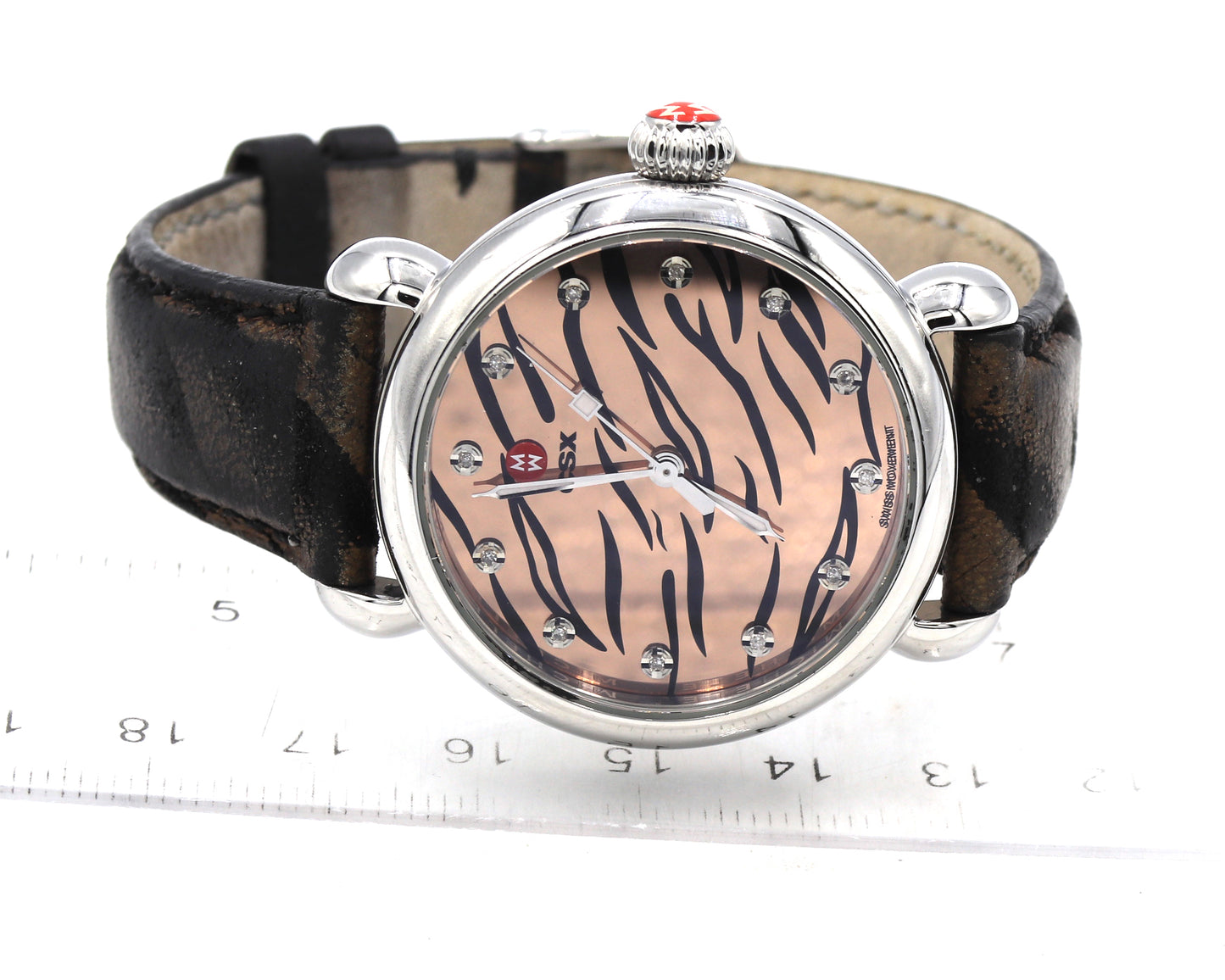 Michele CSX Tiger 36 quartz with diamond markers watch