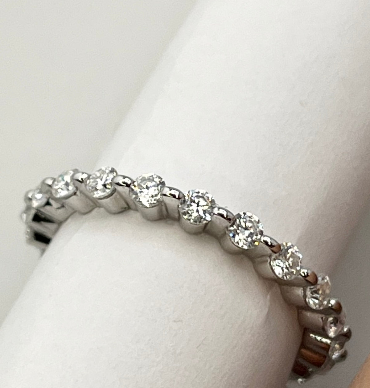 925 Sterling Silver Moissanite Single Prong Eternity Band