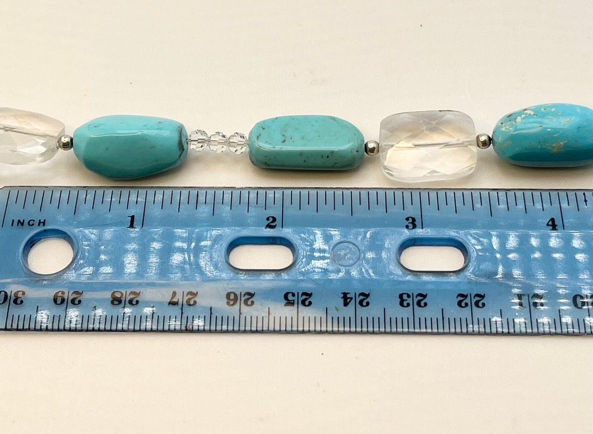 925 Sterling Silver CBARSE Turquoise and Crystal Necklace