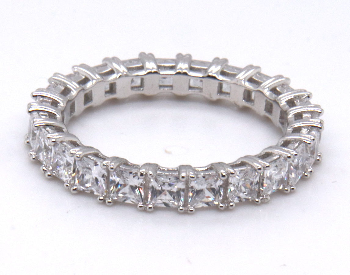 White Cubic Zirconia Sterling Silver Band