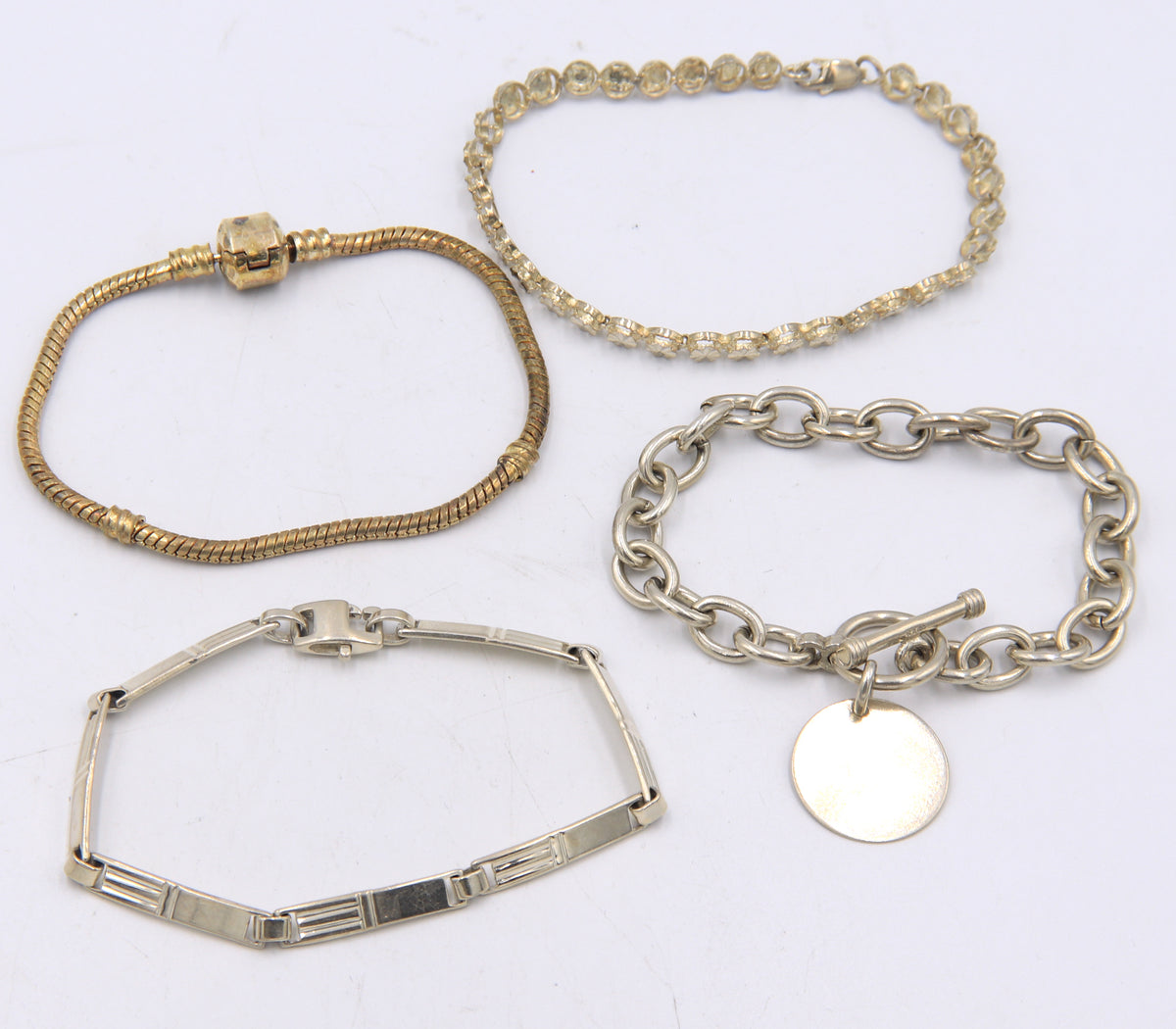 Group Lot of 4 Vintage 925 Sterling Silver Bracelets