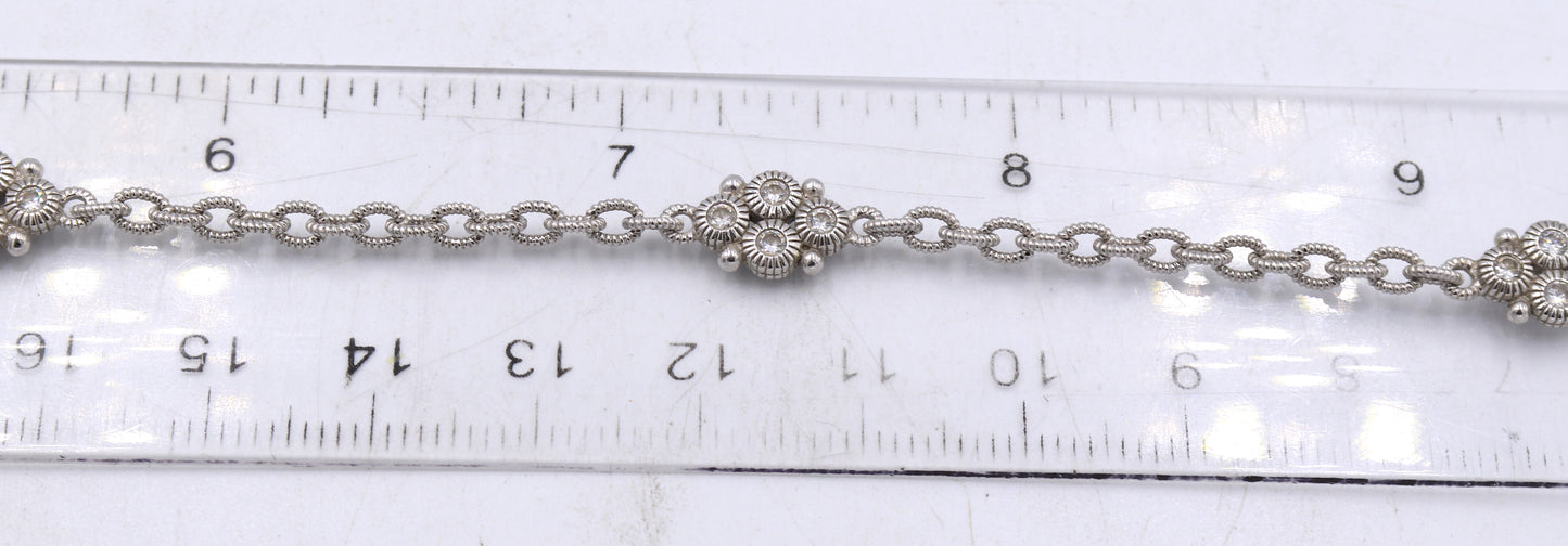 Judith Ripka 925 sterling silver flower style CZ necklace