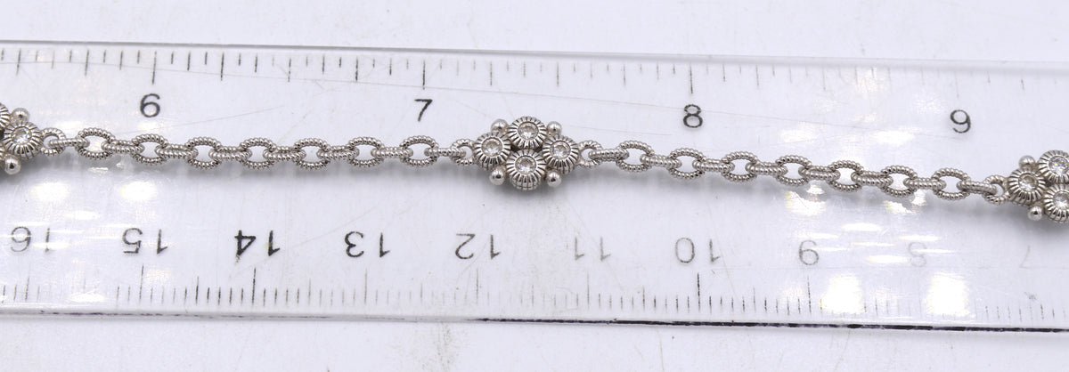 Judith Ripka 925 sterling silver flower style CZ necklace