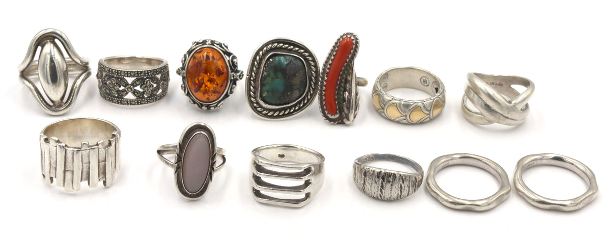 Big group lot of Vintage 925 sterling silver rings
