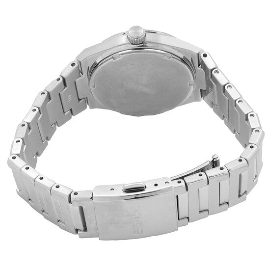 Seiko Essentials Women’s Quartz Watch – Blue Dial, Stainless Steel Bracelet, 34mm