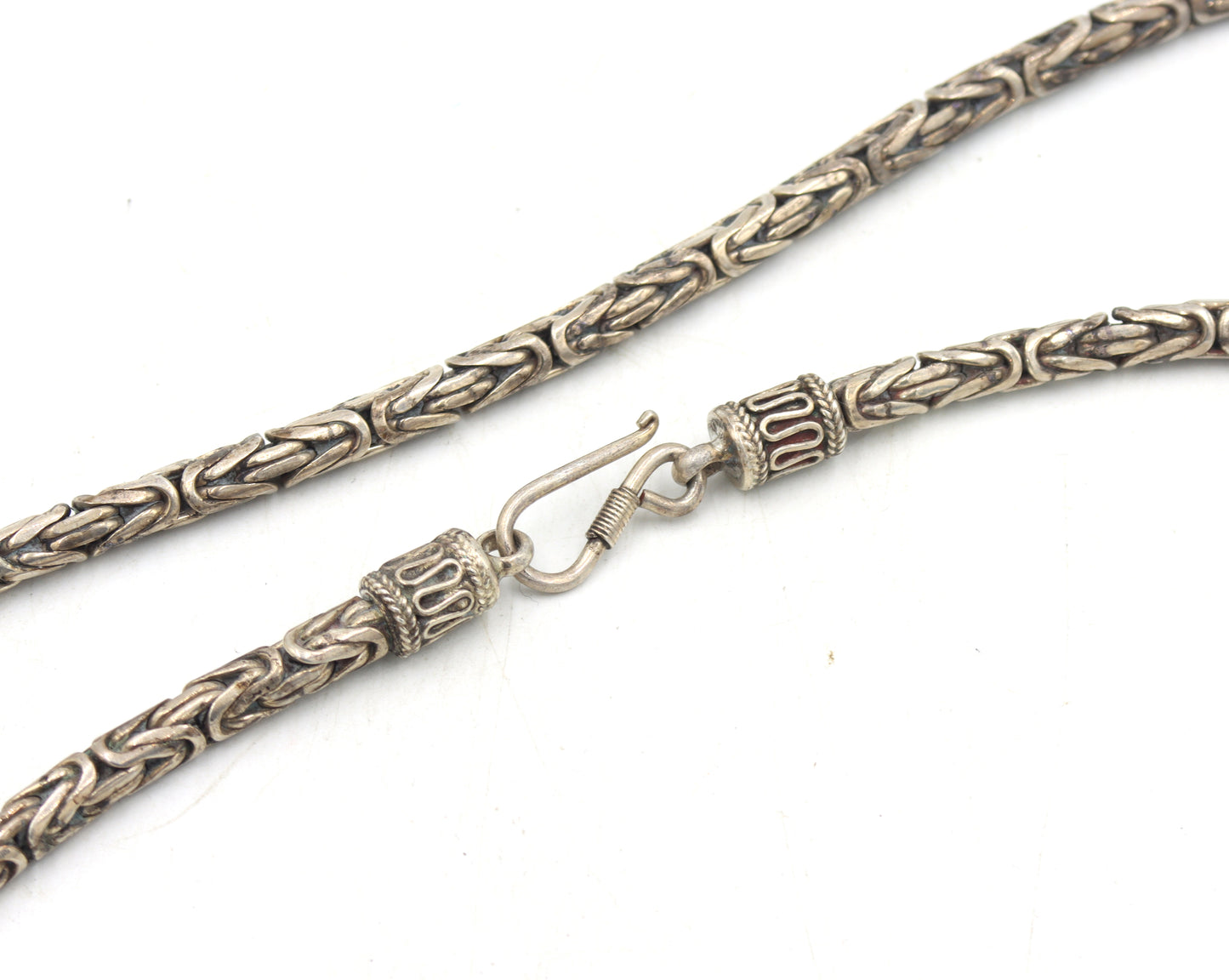 Vintage 925 sterling silver byzantine chain necklace