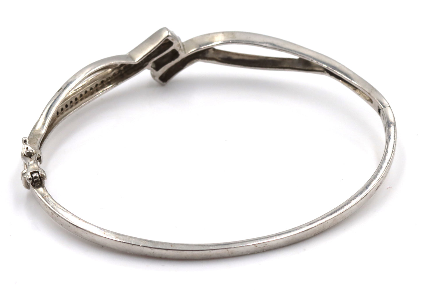 925 Sterling silver diamond bypass bangle bracelet