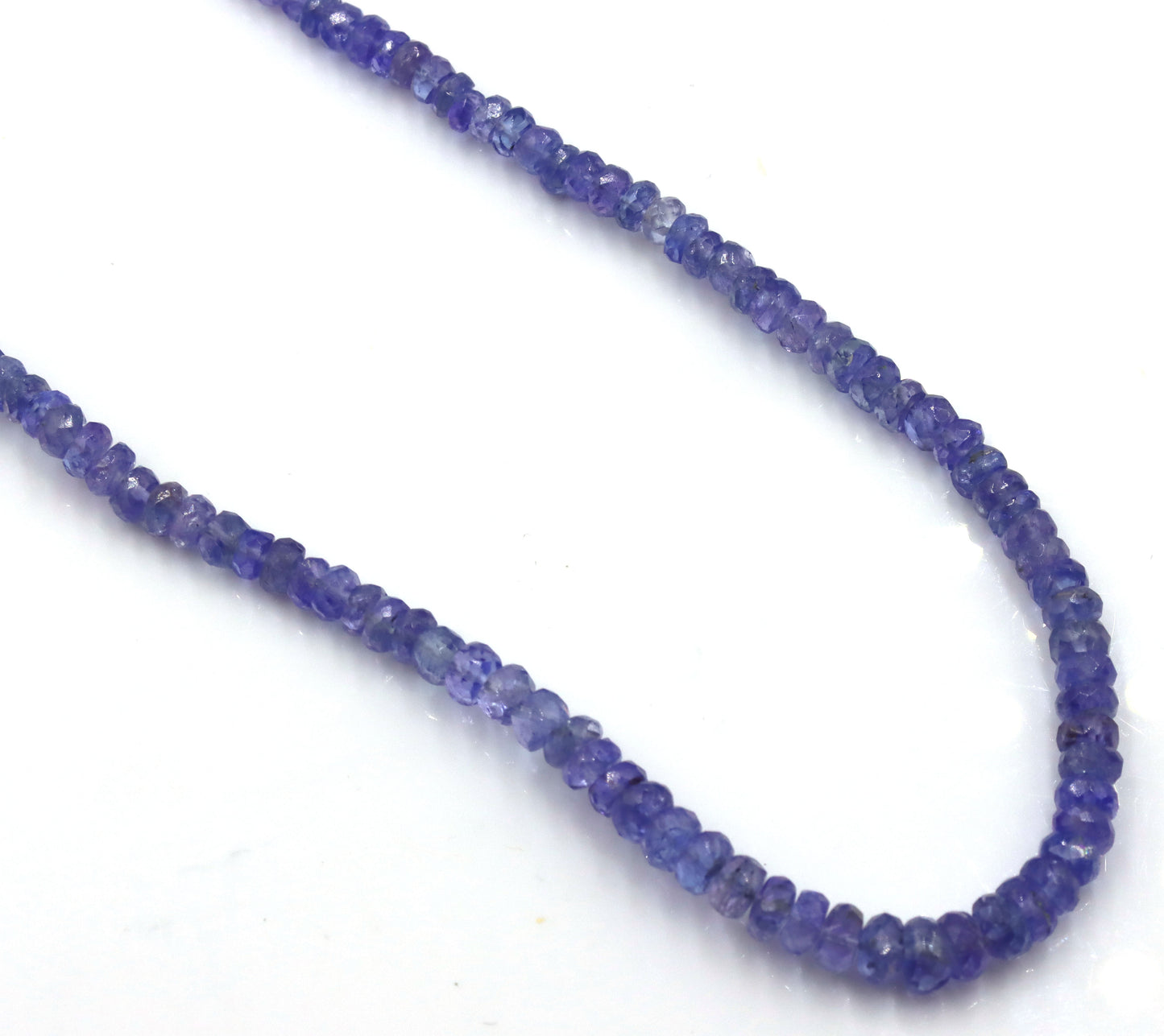 Tanzanite bead necklace with sterling silver clasp