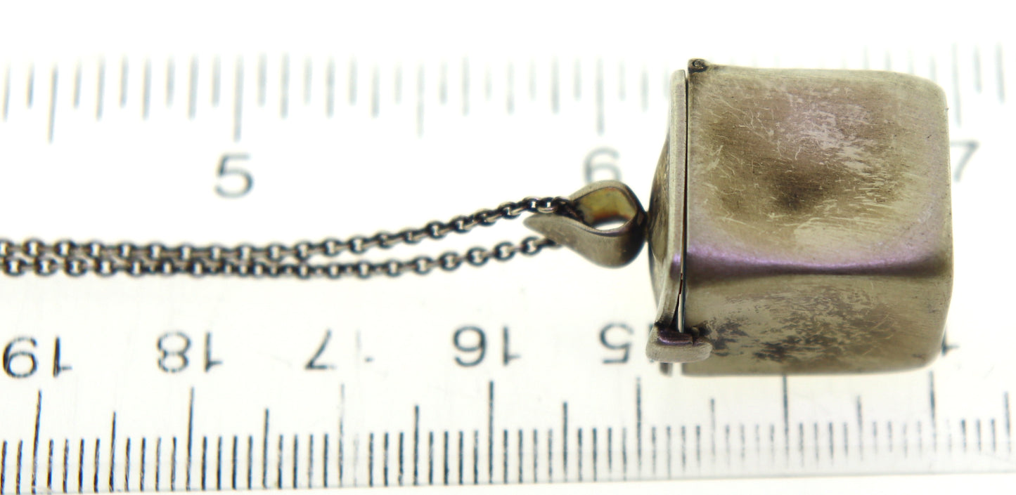 925 Sterling Silver Box Locket Necklace