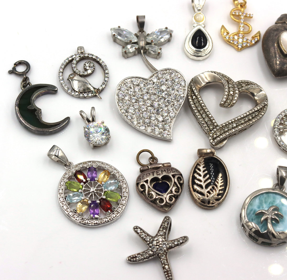 Vintage 925 sterling silver group lot of pendants