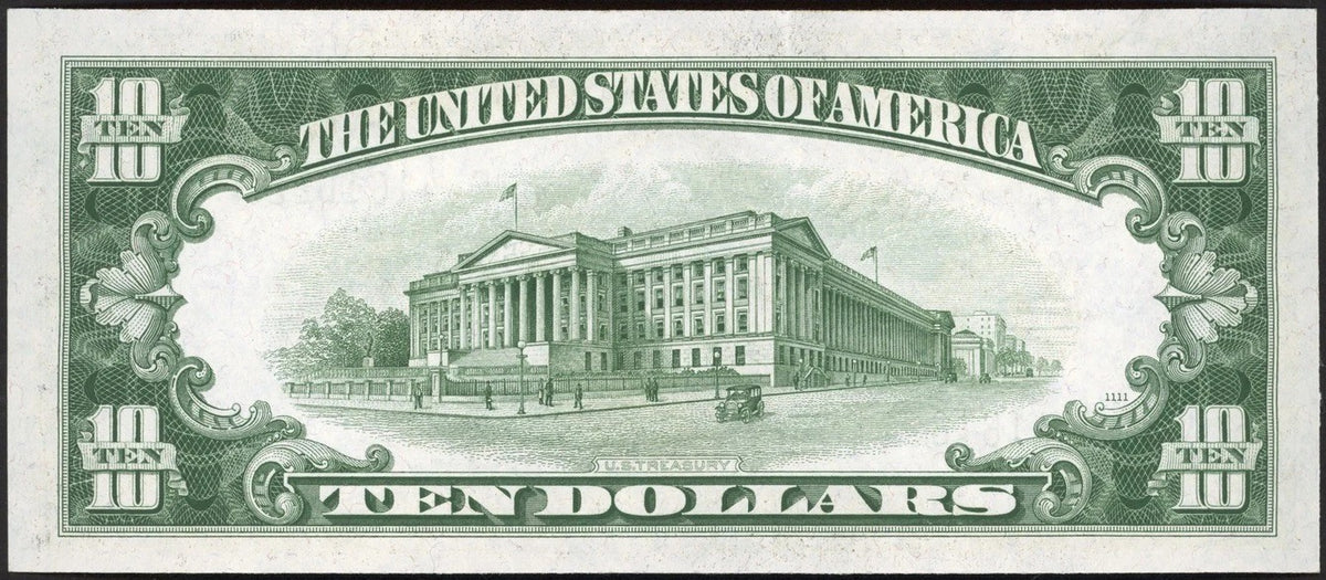 1934-C $10 Federal Reserve Note Philadelphia District Choice AU
