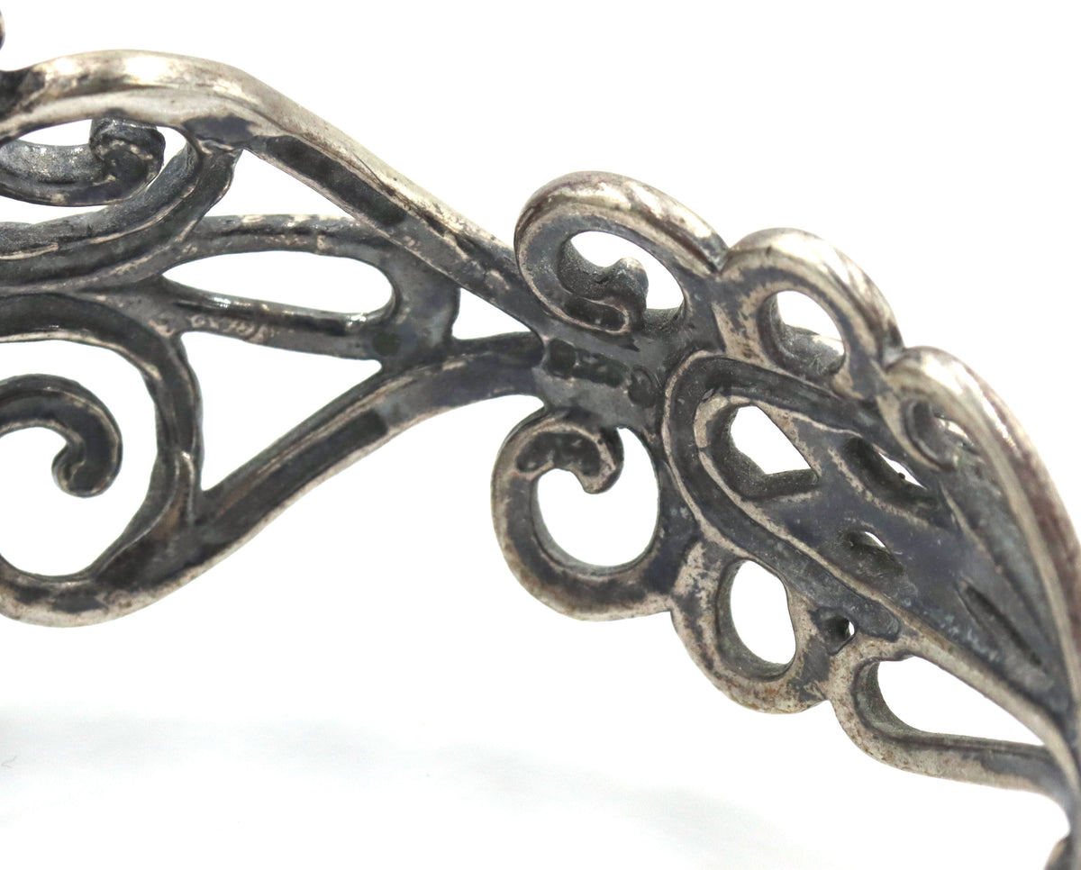 925 Sterling Silver Vintage Carolyn Pollack Scroll Rope Cuff bracelet
