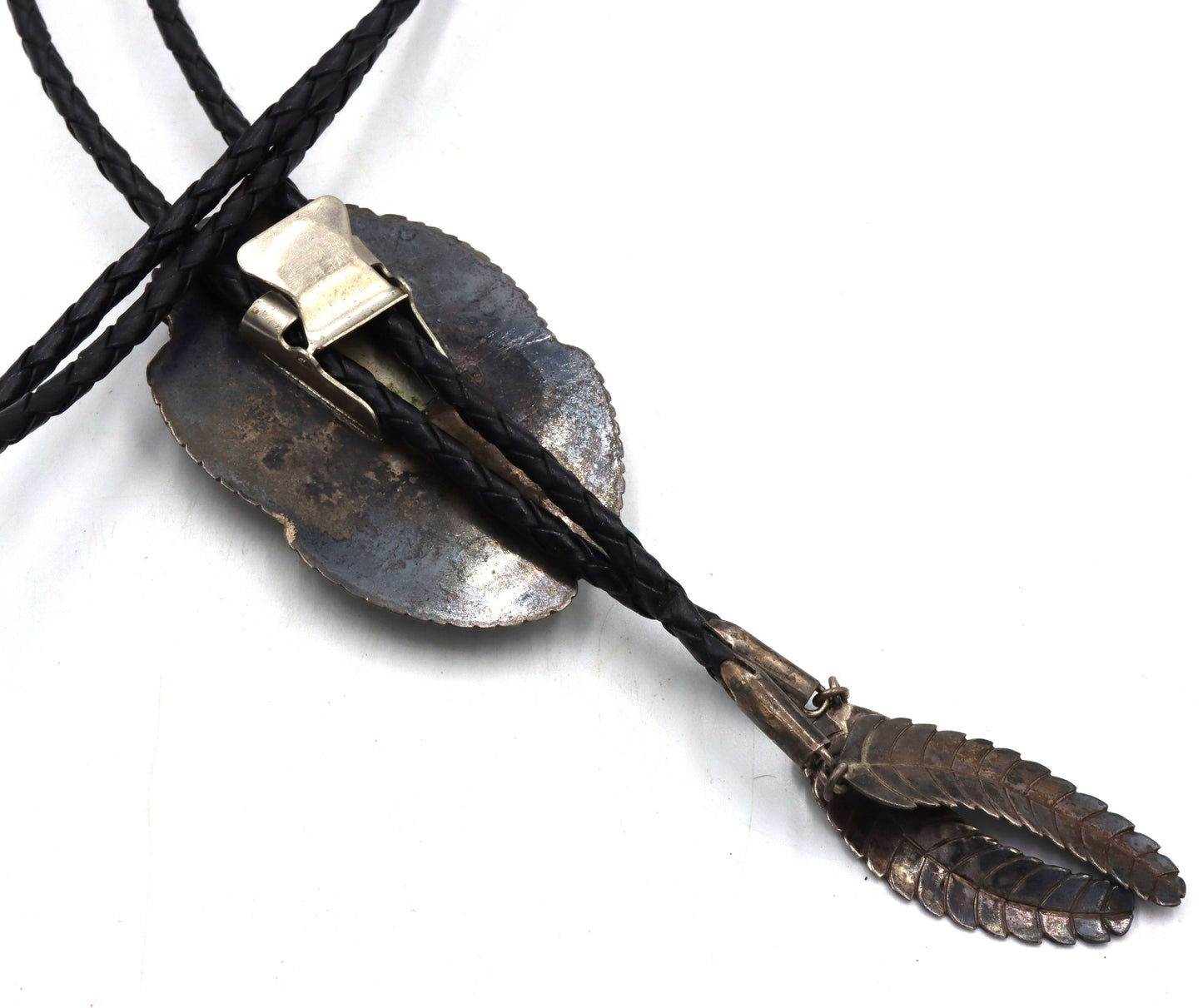 Vintage 925 sterling silver Bennett Pat. Pend signed turquoise Bolo tie