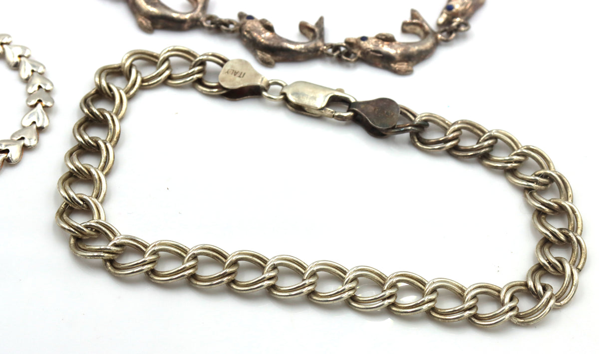 Vintage 925 sterling silver group lot of 7 bracelets