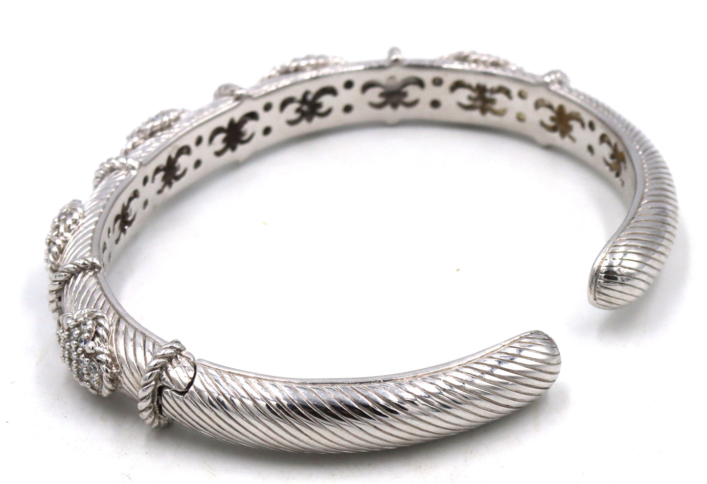 Judith Ripka CZ station hinged cuff bangle
