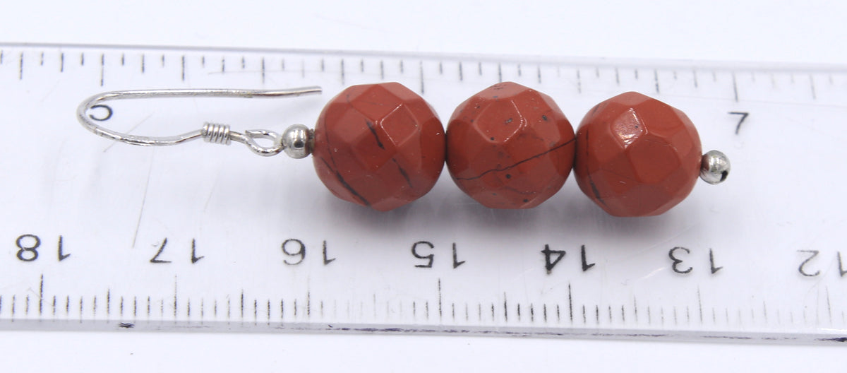 Set of red agate beads necklace with matching bracelet and dangle earrings