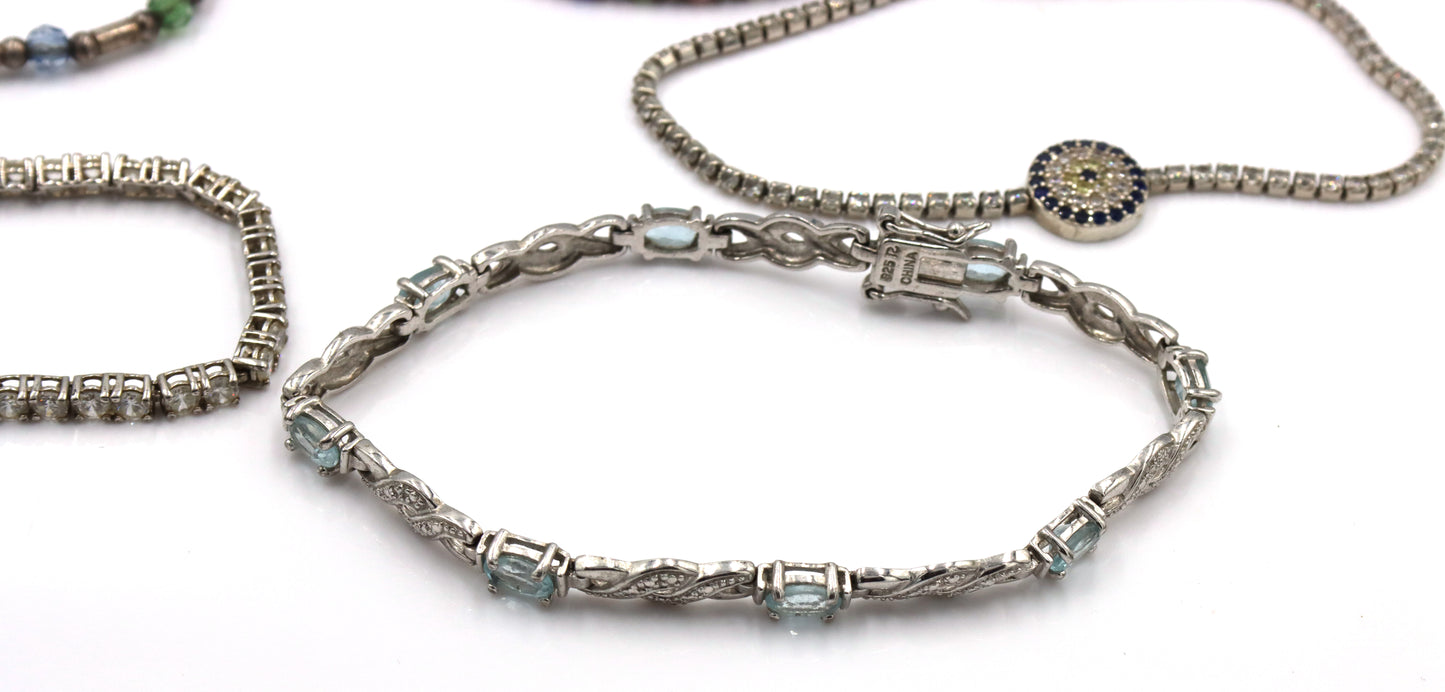 Group lot of 8 vintage 925 sterling silver bracelets