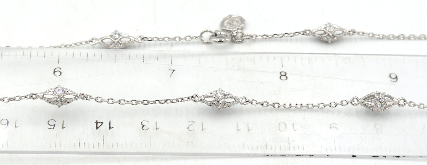 925 Sterling silver Cubic zirconia by yard necklace