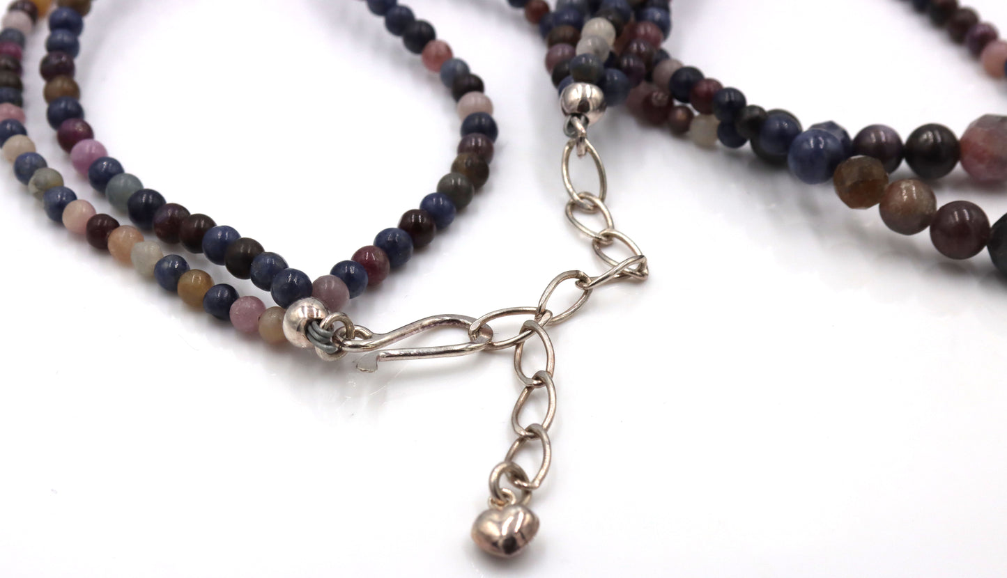 Multi color gemstone 3 strand necklace