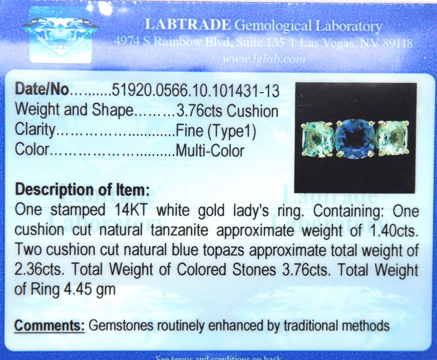 Fantastic White Gold Natural Tanzanite & Blue Topaz