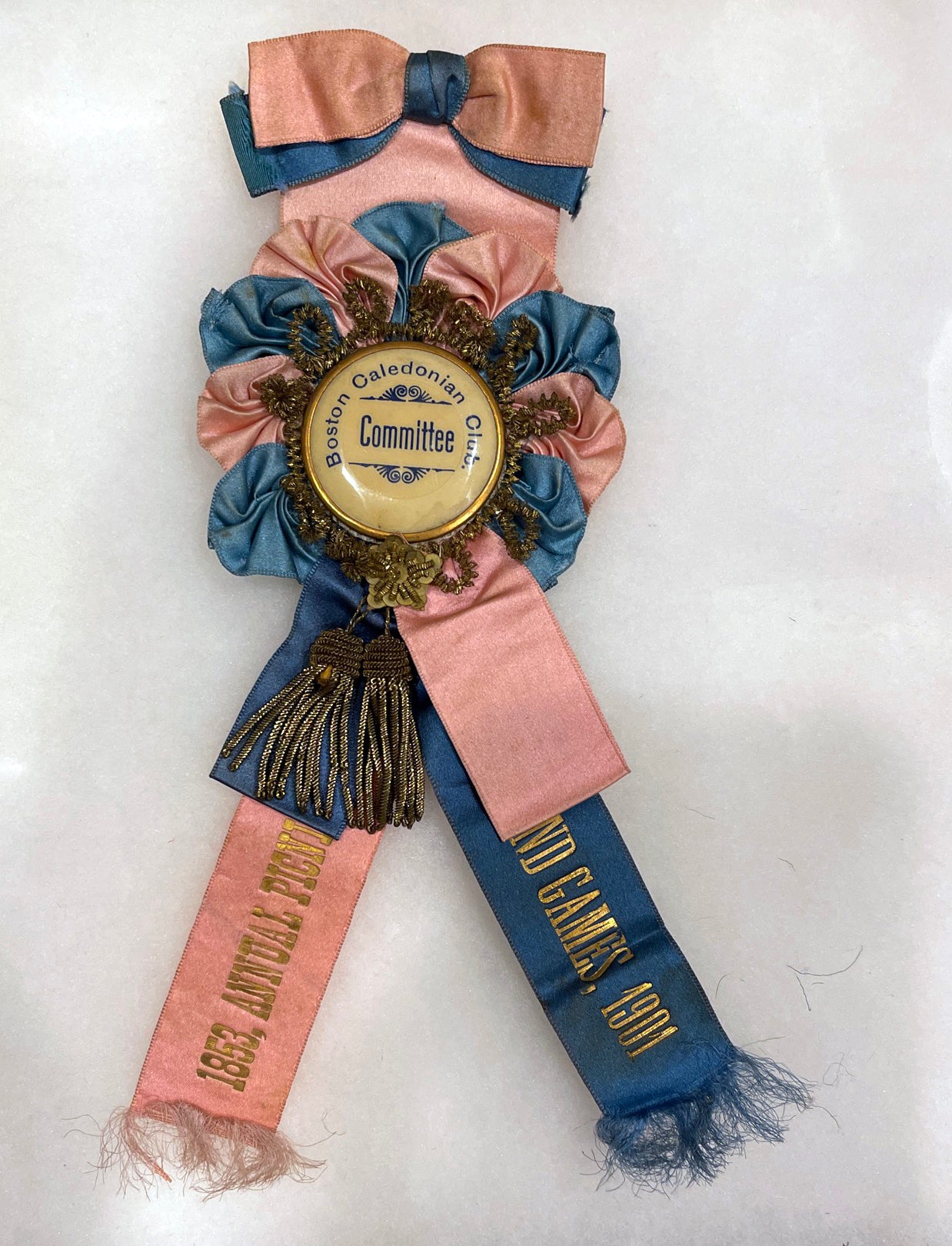 Antique Fraternal & Social Club Ribbon Badges – Boston Caledonian Club & Sons of St. George (Early 1