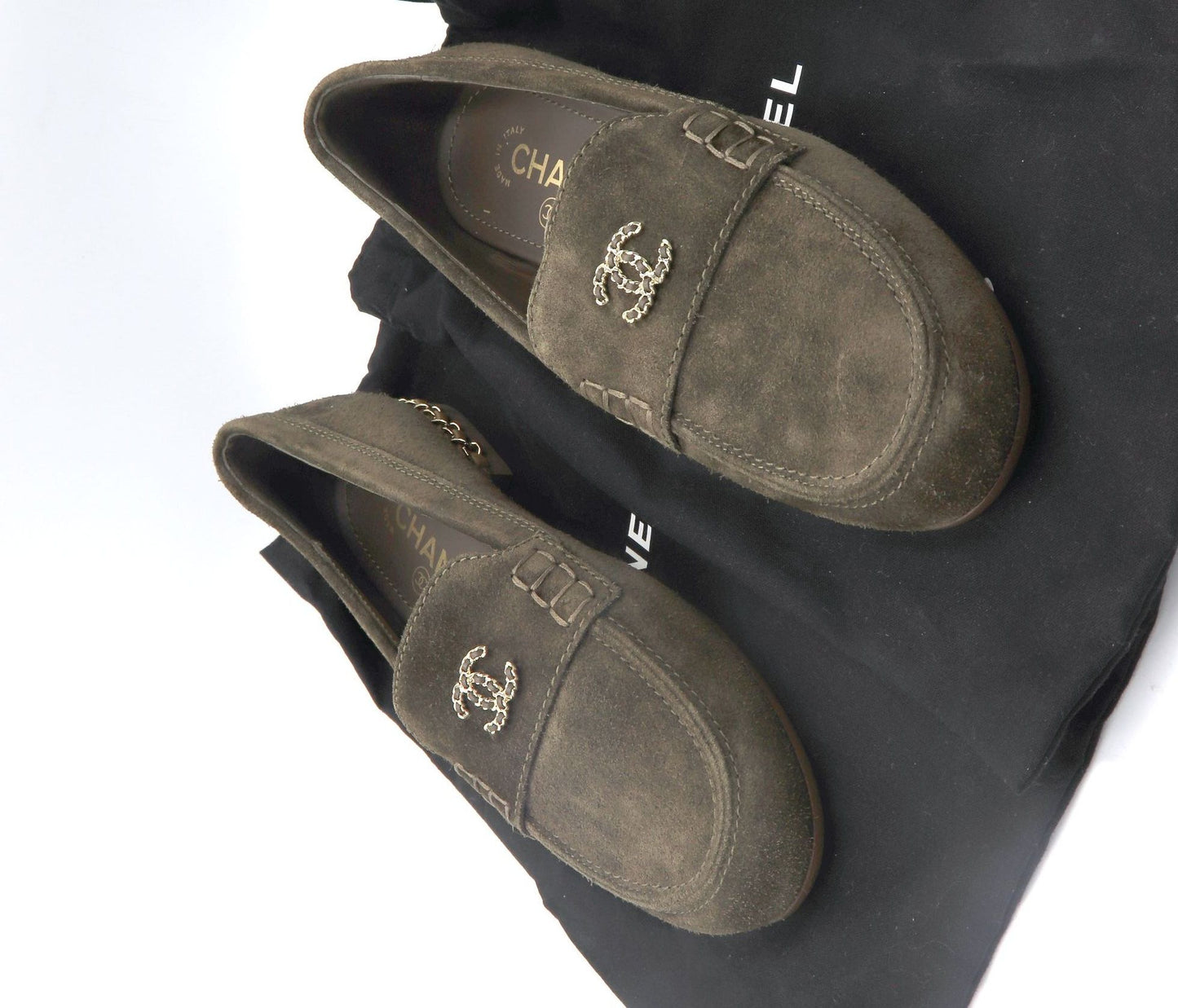 New Chanel Green Suede Shoes