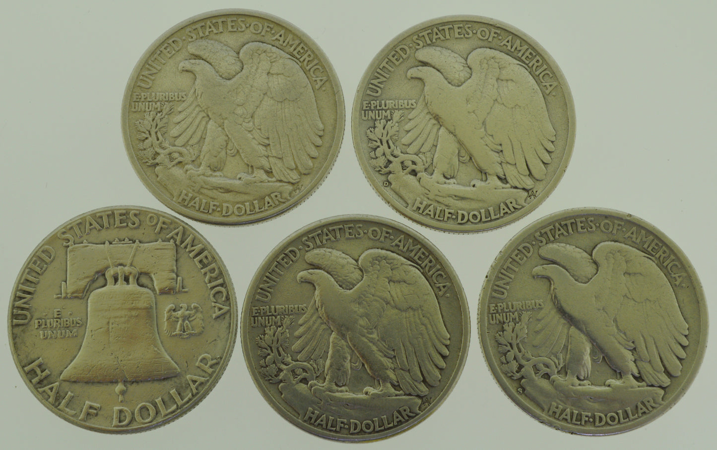 1900,s lot of five Half Dollar