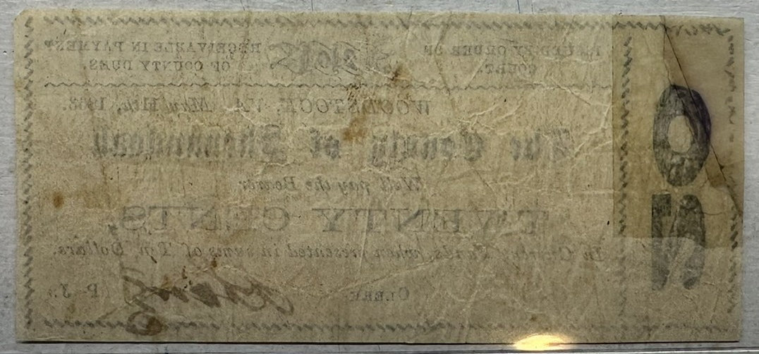 1863 County of Shenandoah, Virginia 20 Cents Obsolete Note