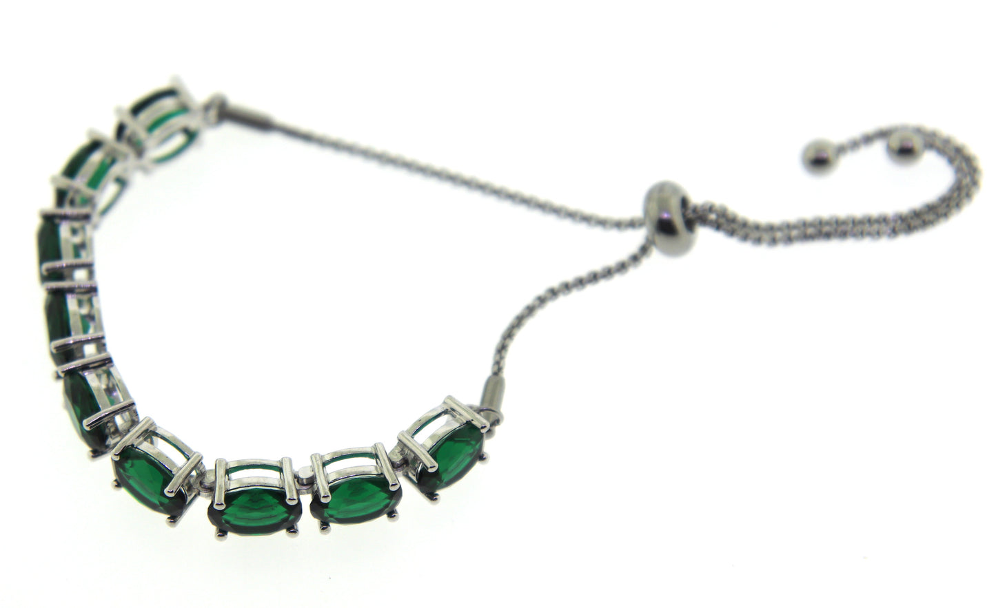 Vintage 925 sterling silver green cubic zirconia bracelet