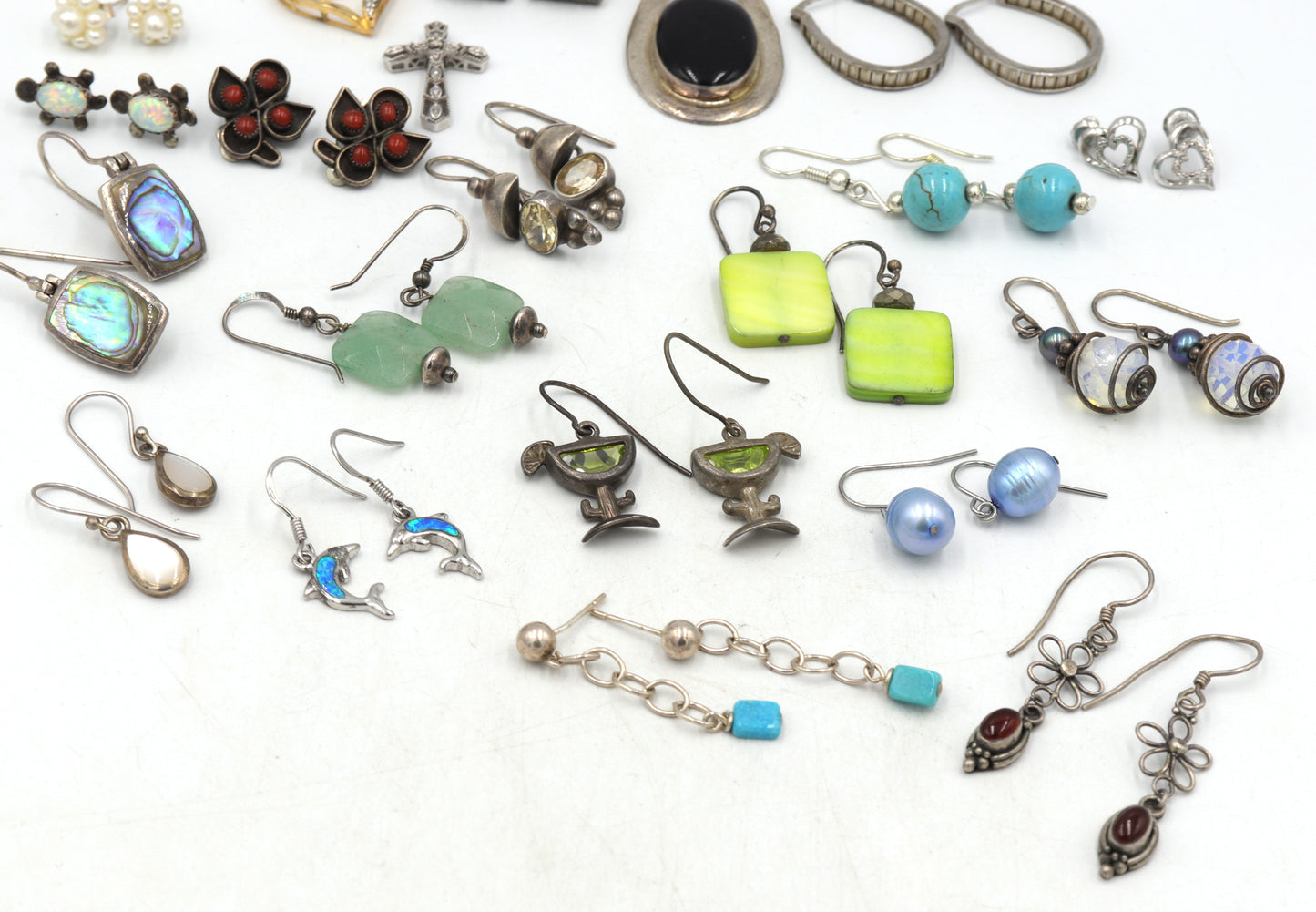 Group lot of Vintage 925 sterling silver pendants and earrings