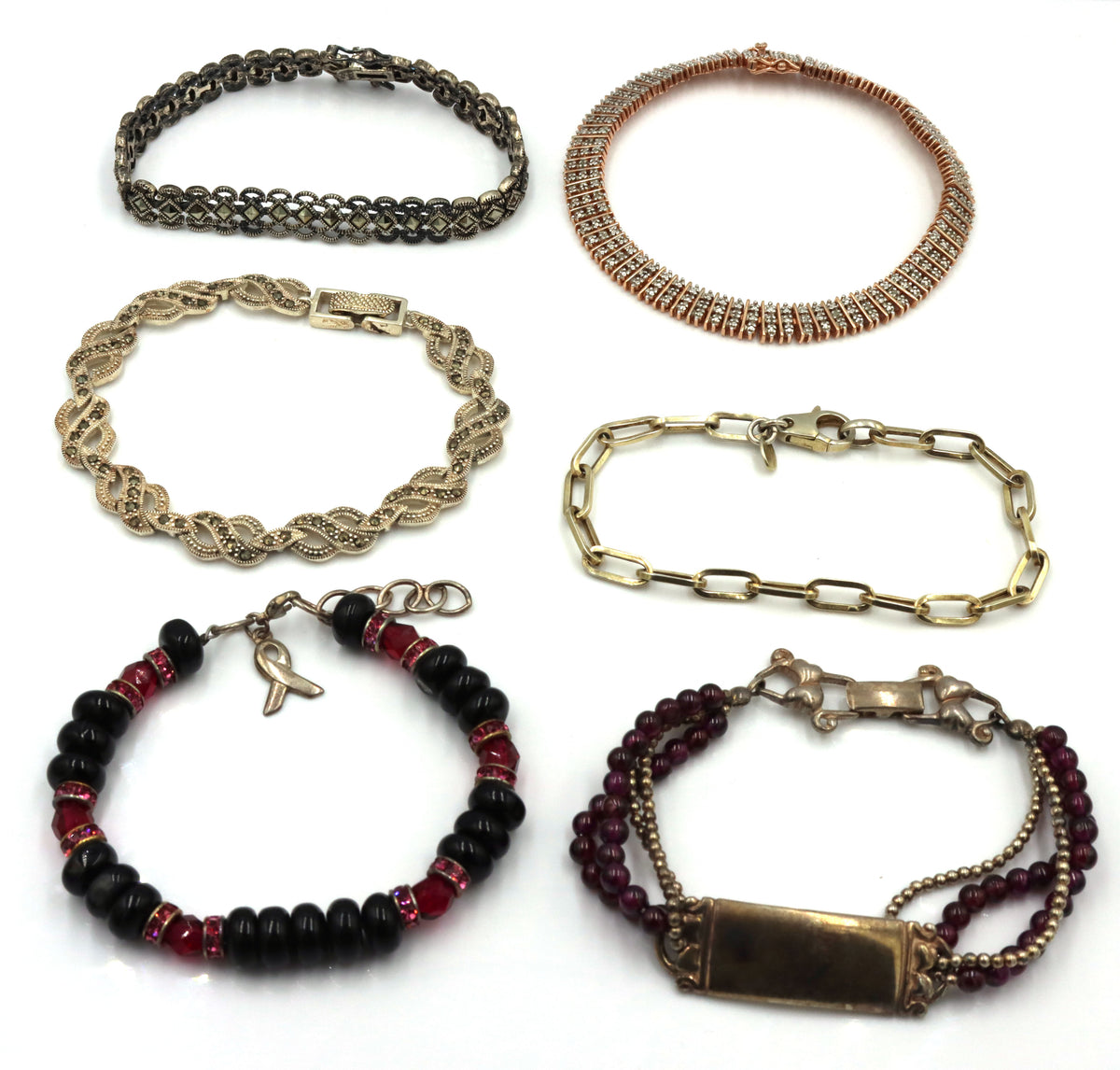 Group lot of 6 bracelets in 925 sterling silver