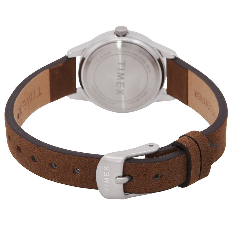 Timex Expedition Field Womens Analog Quartz Brown Leather Strap Watch Cream Dial