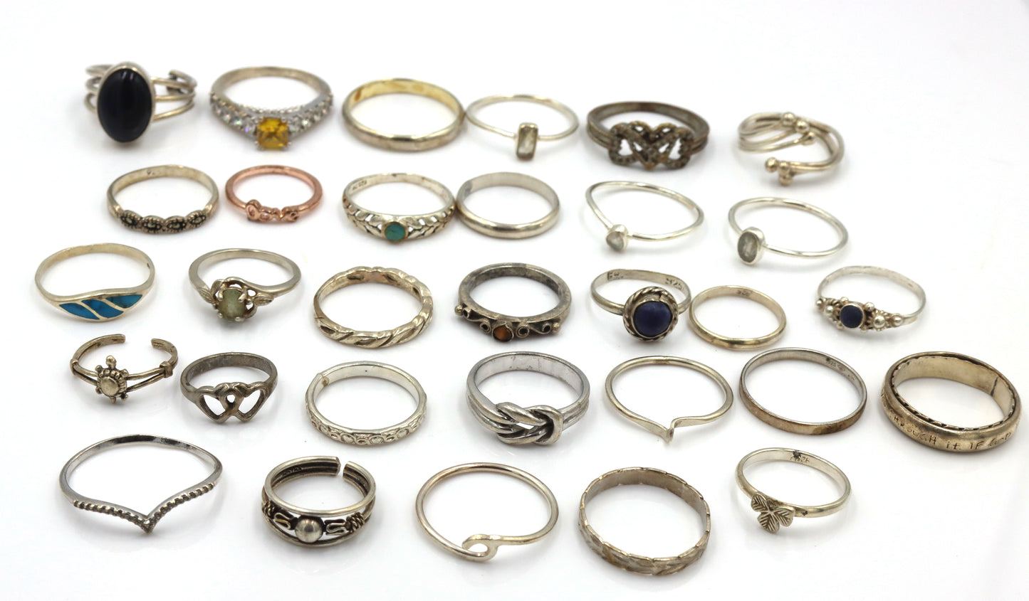 Group lot of Vintage 925 sterling silver rings