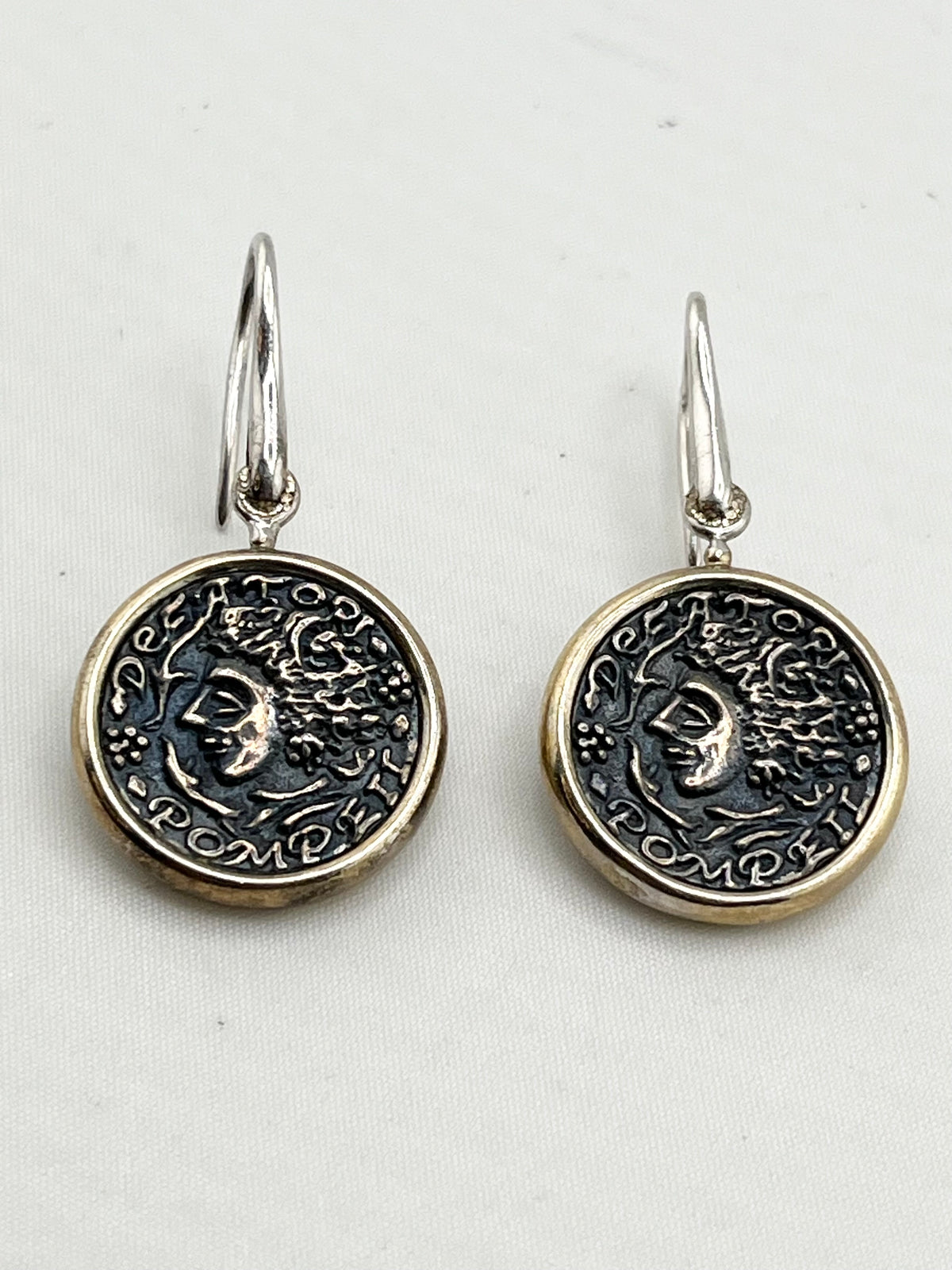 925 Sterling Silver Ancient Coin Drop Earrings