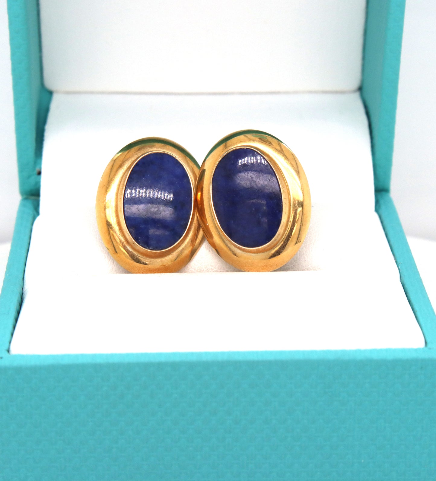 14kt Yellow gold lapis earrings