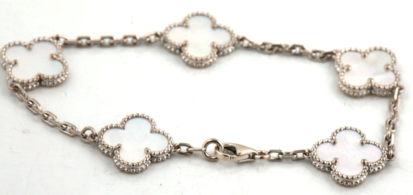 Vintage Alhambra 5 Motifs mother of pearl bracelet, 18kt
