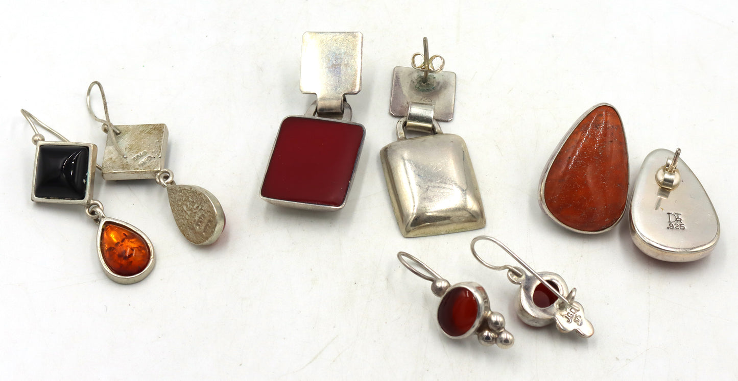4 Pairs of 925 sterling silver gemstone earrings