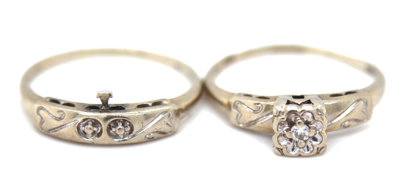 14kt White gold princess cut diamond bridal set