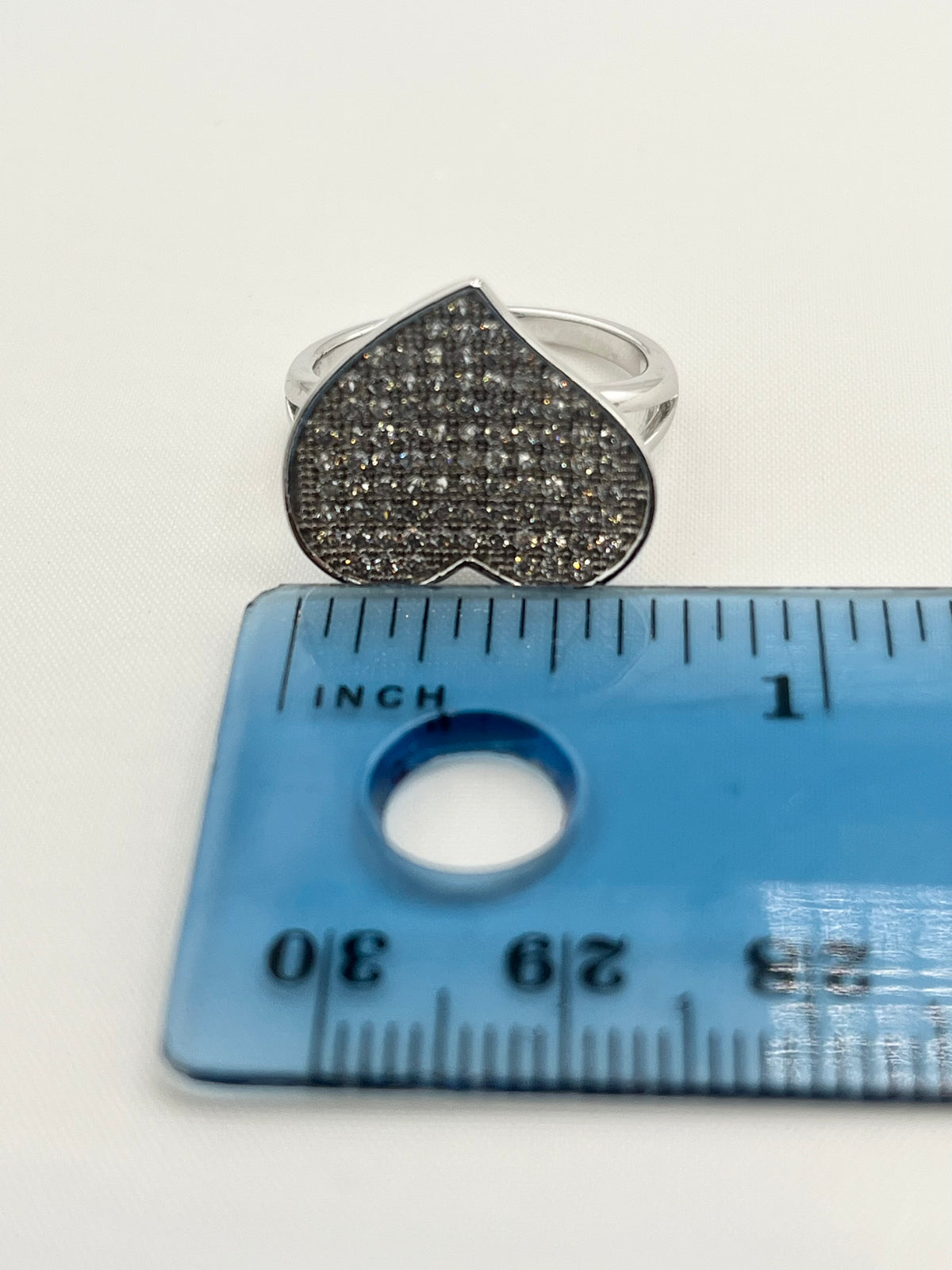 925 Sterling Silver Full Pave Crystal Heart Ring