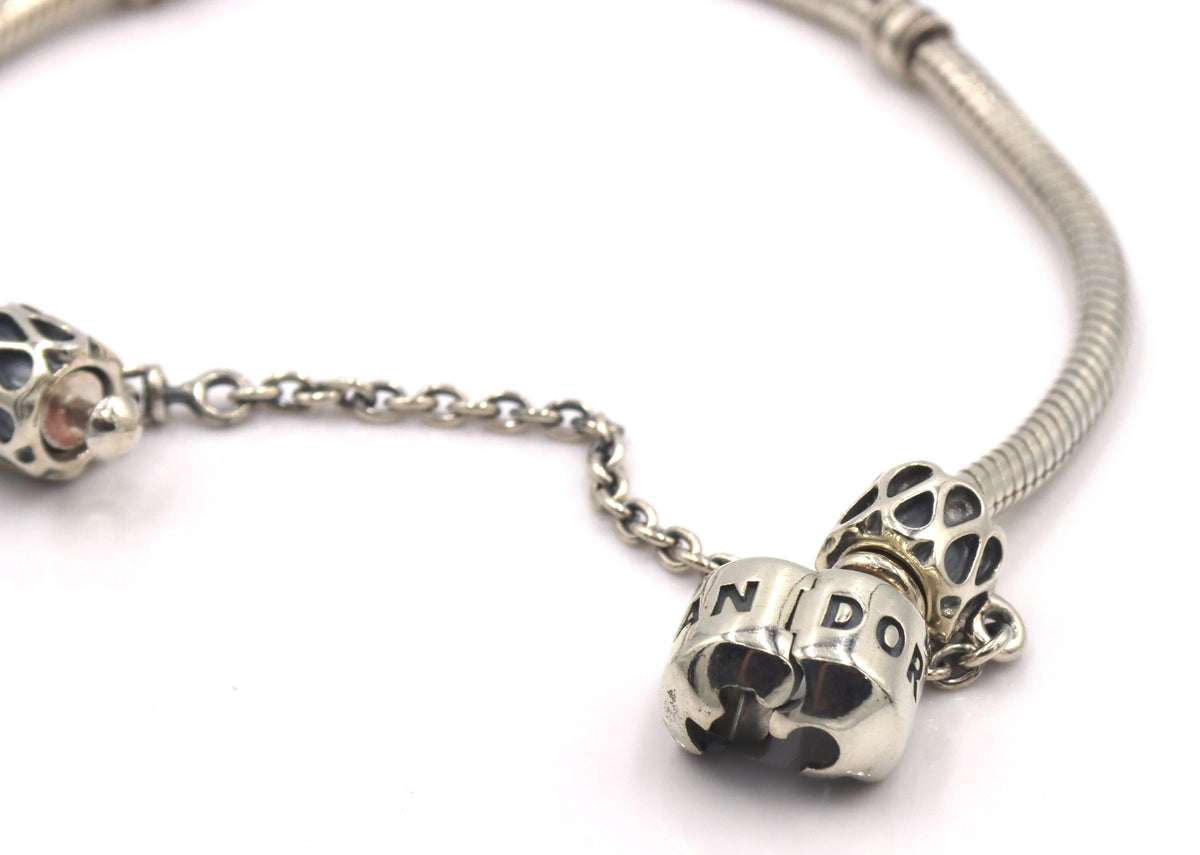 Pandora bracelet with end chain beads