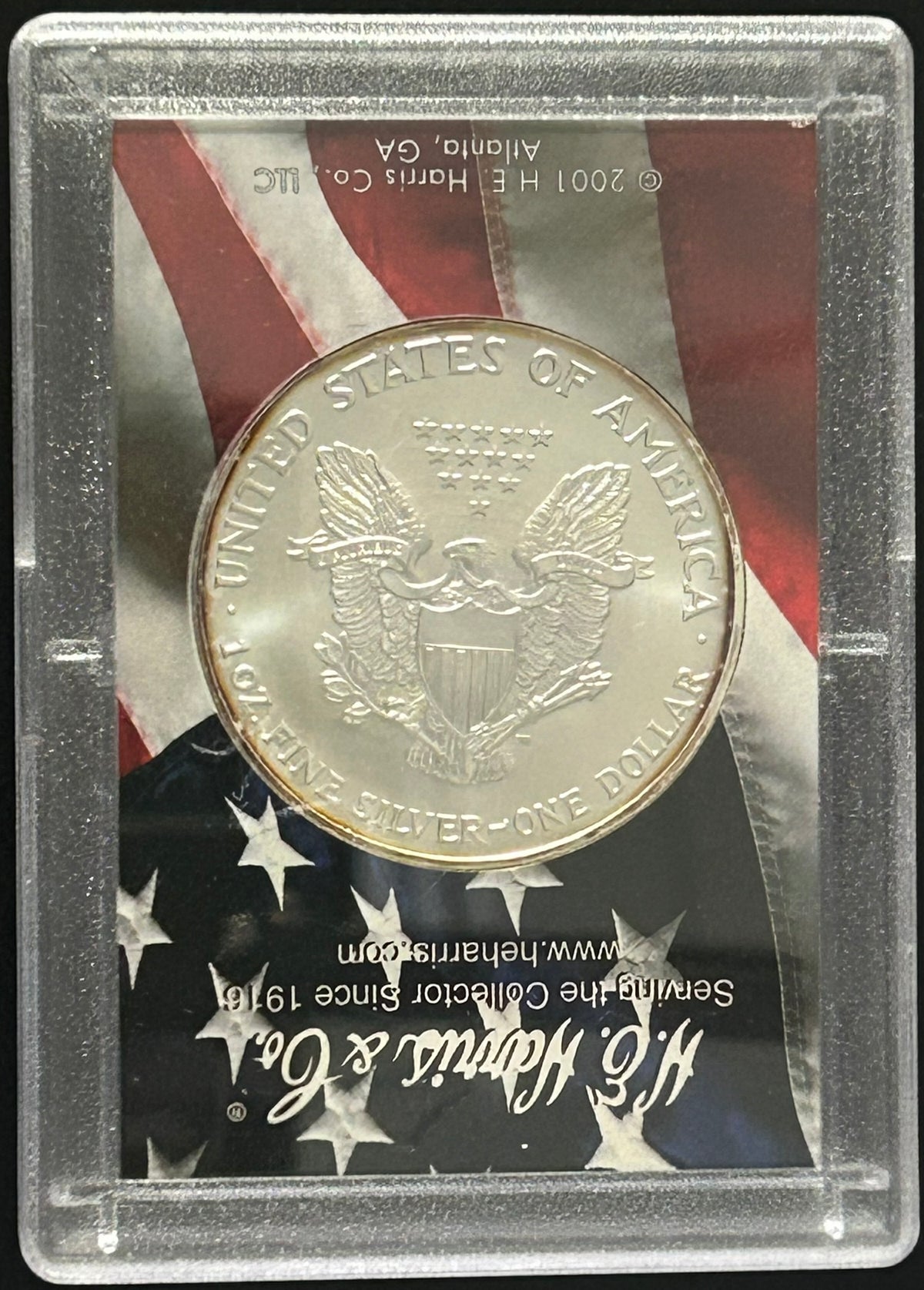 2003 American Silver Eagle 1 oz .999 Fine Silver H.E. Harris Collector Holder