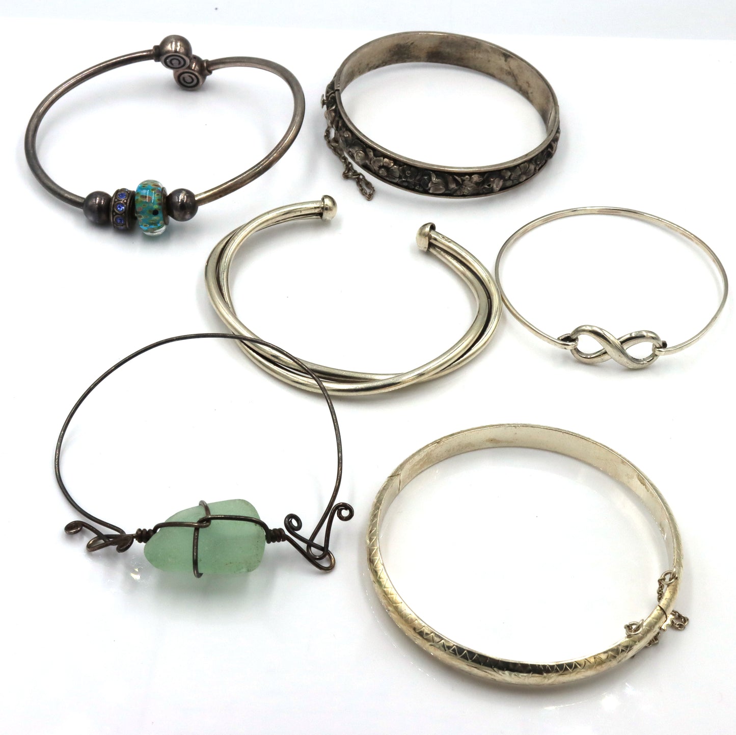 Vintage 925 sterling silver group lot of 6 bangles