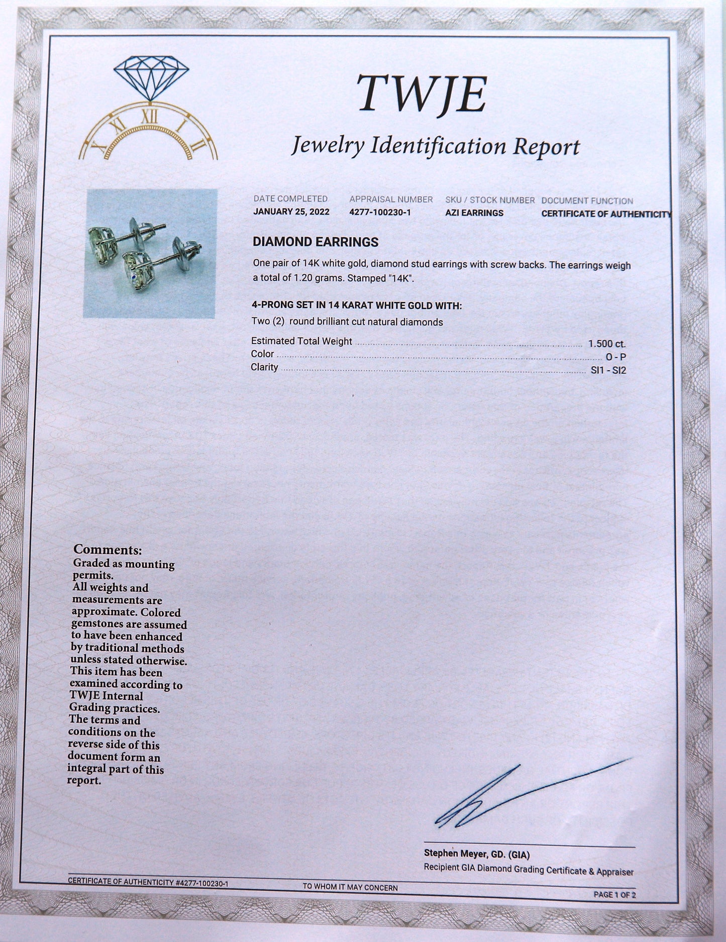 Incredible Diamond Stud Earrings in White Gold